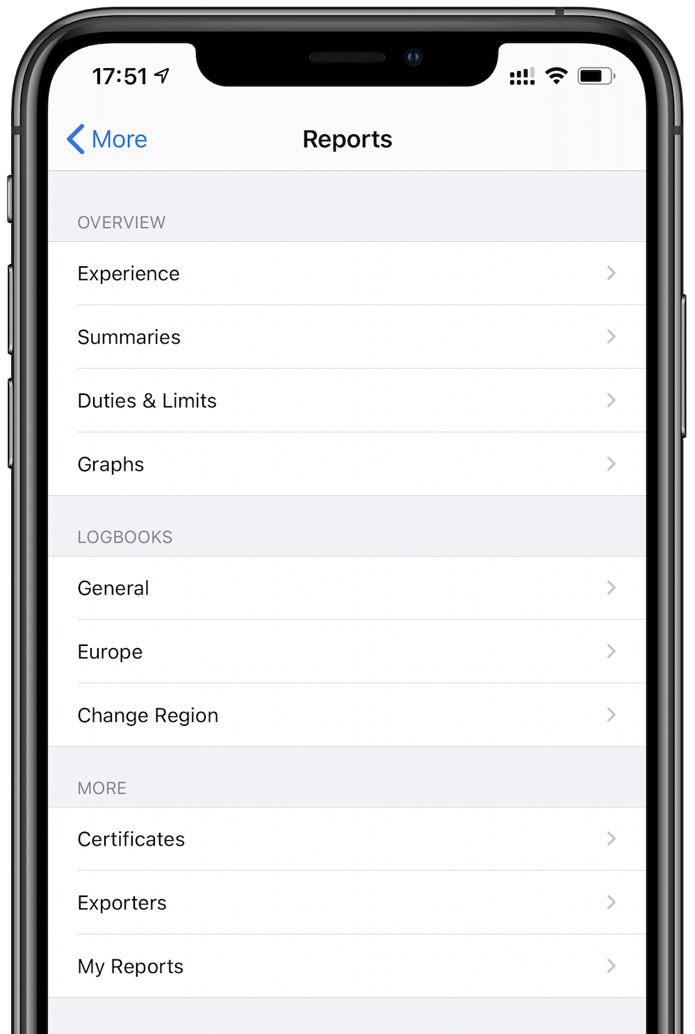 iOS_reports_sections